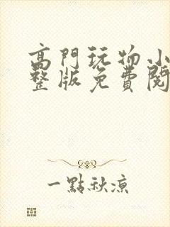 高门玩物小说完整版免费阅读