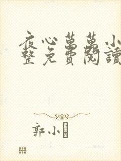 夜心万万小说完整免费阅读全文