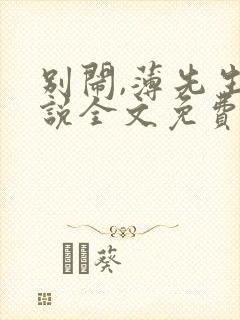 别闹,薄先生小说全文免费阅读