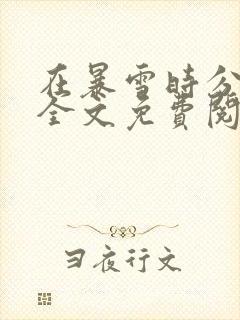 在暴雪时分小说全文免费阅读