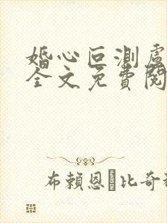 婚心叵测卢丹妮全文免费阅读小说