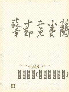 苏十二小说最新章节免费阅读