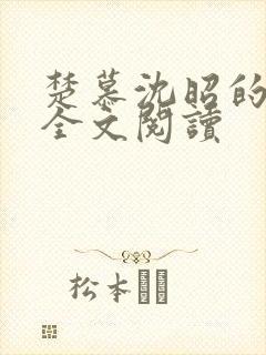 楚慕沈昭的小说全文阅读