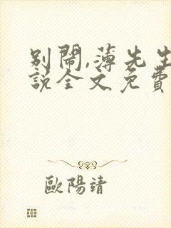 别闹,薄先生小说全文免费阅读