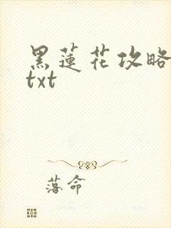 黑莲花攻略手册txt