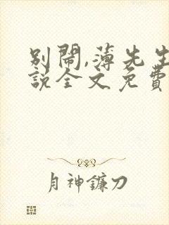 别闹,薄先生小说全文免费阅读