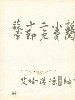 苏十二小说最新章节免费阅读全文封面
