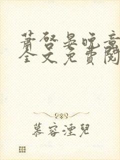 萧启晏晚意小说全文免费阅读