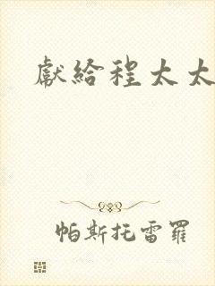 献给程太太封面