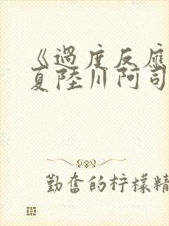 《《过度反应》苏夏陆川阿司匹林》小说封面