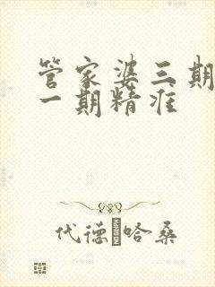 管家婆三期必开一期精准