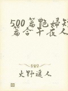 500篇艳妇短篇合午夜人