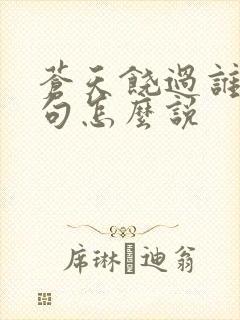 苍天饶过谁上一句怎么说封面