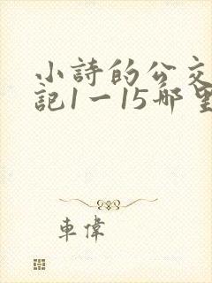 小诗的公交车日记1一15哪里能看封面