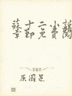 苏十二小说最新章节免费阅读全文