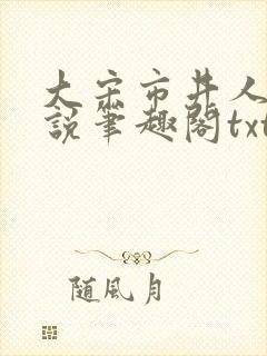 大宋市井人家小说笔趣阁txt