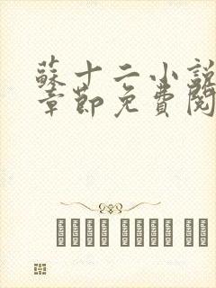 苏十二小说最新章节免费阅读