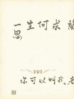 一生何求 兰思思封面