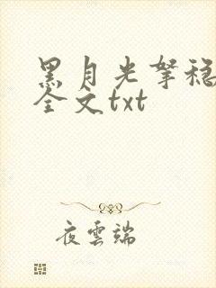 黑月光拿稳小说全文txt