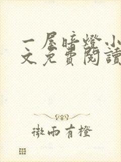 一屋暗灯小说全文免费阅读