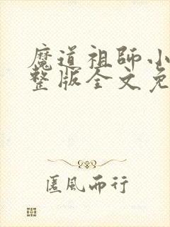 魔道祖师小说完整版全文免费阅读