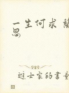 一生何求 兰思思封面