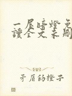 一屋暗灯免费阅读全文未删减封面