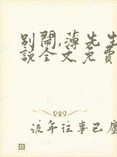 别闹,薄先生小说全文免费阅读