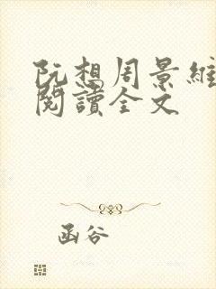 阮想周景维免费阅读全文