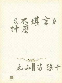 《不堪言》讲的什么封面