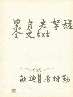 黑月光拿稳小说全文txt