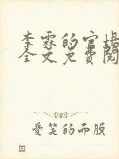 李霖的官场小说全文免费阅读封面