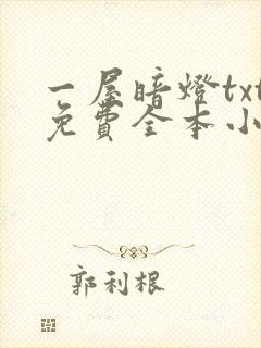 一屋暗灯txt免费全本小说电子书