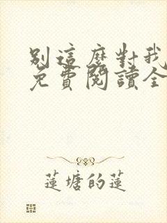 别这么对我小说免费阅读全文封面