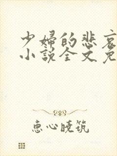 少妇的悲哀榆木小说全文免费阅读笔趣阁下载