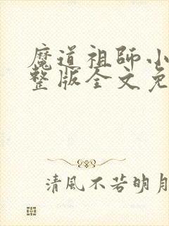 魔道祖师小说完整版全文免费阅读