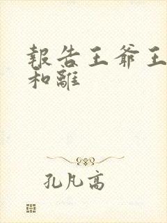 报告王爷王妃要和离