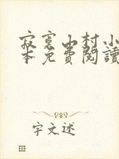 寂寞山村小说全本免费阅读封面