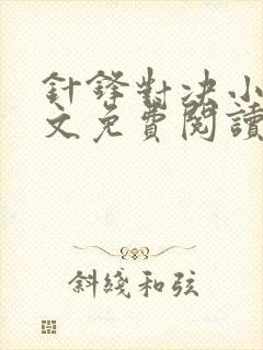 针锋对决小说全文免费阅读完整版封面