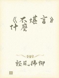 《不堪言》讲的什么