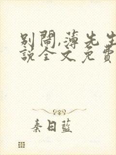 别闹,薄先生小说全文免费阅读