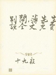 别闹,薄先生小说全文免费阅读封面