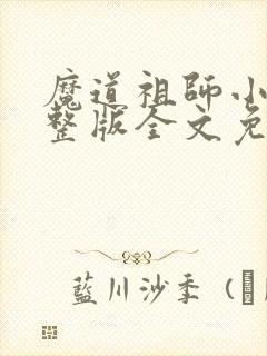 魔道祖师小说完整版全文免费阅读