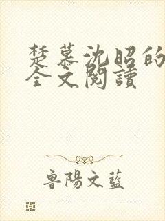 楚慕沈昭的小说全文阅读封面