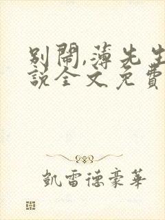 别闹,薄先生小说全文免费阅读