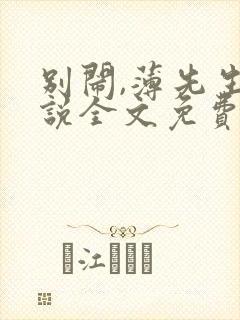 别闹,薄先生小说全文免费阅读