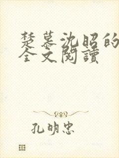 楚慕沈昭的小说全文阅读