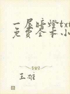 一屋暗灯txt免费全本小说电子书