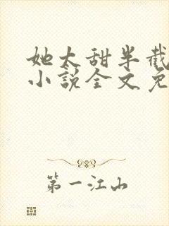 她太甜半截白菜小说全文免费阅读封面