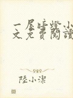 一屋暗灯小说全文免费阅读